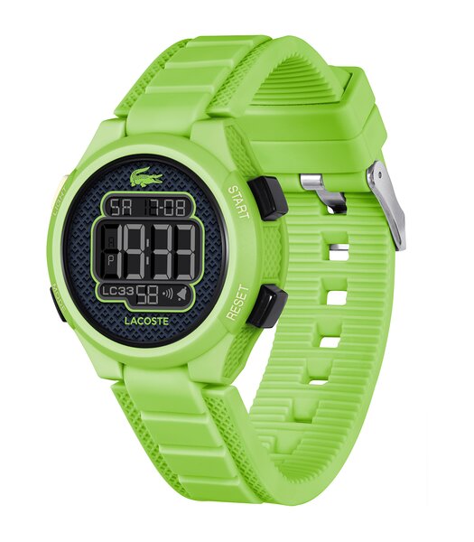 Montre LACOSTE KIDS Enfant 2030067 Analogue Cadran MINERAL Noir Bracelet Silicone Vert Etanchéité 10BAR