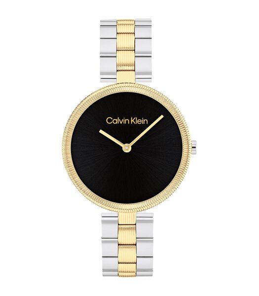 Montre CALVIN KLEIN WATCHES GLEAM Femme 25100012 Analogue Cadran MINERAL Noir Bracelet Acier inoxydable Acier / or jaune Boucle déployante Etanchéité