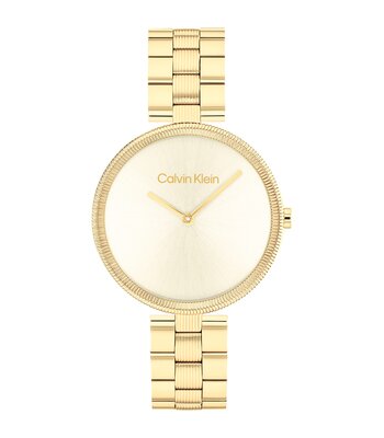 Montre CALVIN KLEIN WATCHES GLEAM Femme 25100014 Analogue Cadran MINERAL Acier Bracelet Acier Or jaune Boucle déployante Etanchéité 3BAR