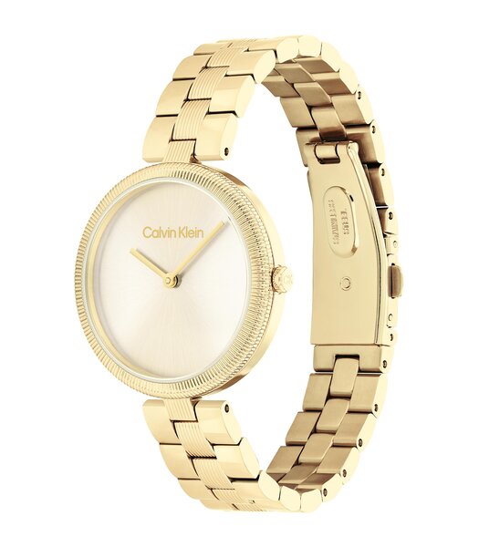 Montre CALVIN KLEIN WATCHES GLEAM Femme 25100014 Analogue Cadran MINERAL Acier Bracelet Acier Or jaune Boucle déployante Etanchéité 3BAR