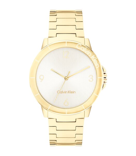 Montre CALVIN KLEIN WATCHES VIVACIOUS Femme 25100023 Analogue Cadran MINERAL Argenté Bracelet Acier Or jaune Boucle déployante Etanchéité 3BAR