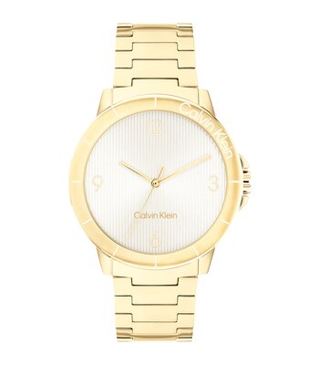 Montre CALVIN KLEIN WATCHES VIVACIOUS Femme 25100023 Analogue Cadran MINERAL Argenté Bracelet Acier Or jaune Boucle déployante Etanchéité 3BAR