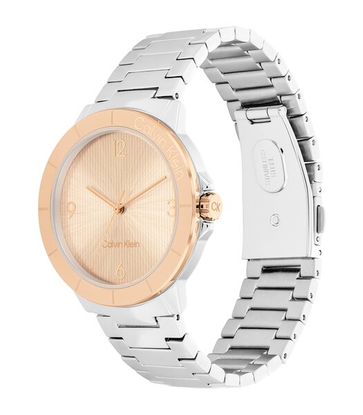 Montre CALVIN KLEIN WATCHES VIVACIOUS Femme 25100025 Analogue Cadran MINERAL Or rose Bracelet Acier inoxydable Acier Boucle déployante Etanchéité 3BAR