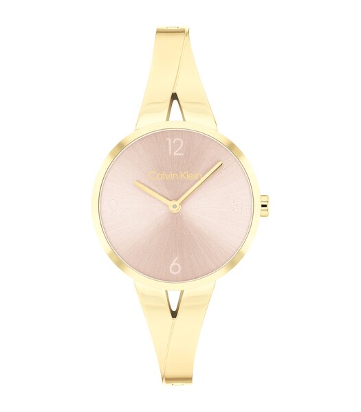 Montre CALVIN KLEIN WATCHES JOYFUL Femme 25100027 Analogue Cadran MINERAL Rose Bracelet Acier Or jaune Boucle déployante Etanchéité 3BAR