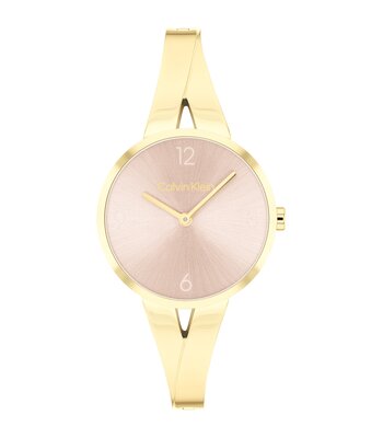 Montre CALVIN KLEIN WATCHES JOYFUL Femme 25100027 Analogue Cadran MINERAL Rose Bracelet Acier Or jaune Boucle déployante Etanchéité 3BAR