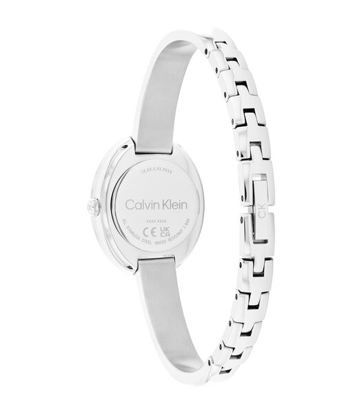 Montre CALVIN KLEIN WATCHES TWISTED BEZEL Femme 25100055 Analogue Cadran MINERAL Blanc Bracelet Acier inoxydable Acier Etanchéité 3BAR