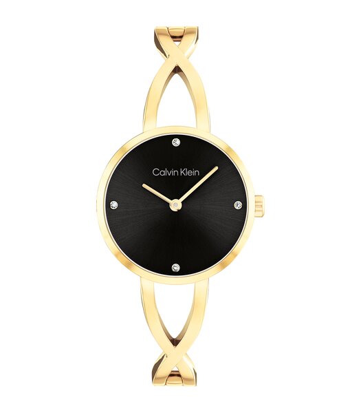 Montre CALVIN KLEIN WATCHES SCULPTED EMBRACE Femme 25100059 Analogue Cadran MINERAL Noir Bracelet Acier Or jaune Etanchéité 3BAR
