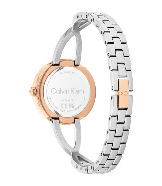 Montre CALVIN KLEIN WATCHES SCULPTED EMBRACE Femme 25100060 Analogue Cadran MINERAL Argenté Bracelet Acier inoxydable Acier / or rose Etanchéité 3BAR