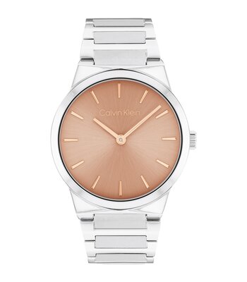 Montre CALVIN KLEIN WATCHES CK LINEAR ELEGANCE Femme 25100085 Analogue Cadran MINERAL Rose Bracelet Acier inoxydable Acier Etanchéité 3BAR