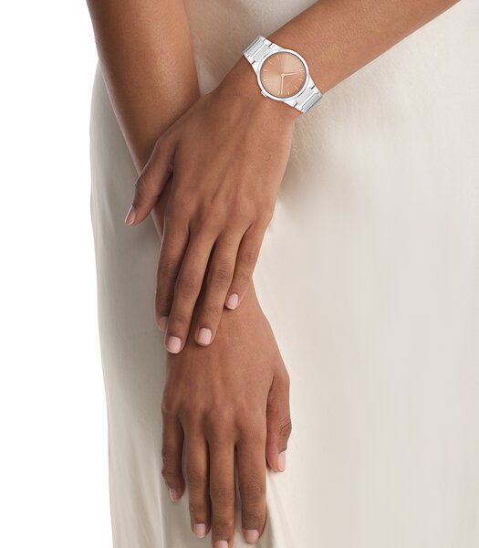 Montre CALVIN KLEIN WATCHES CK LINEAR ELEGANCE Femme 25100085 Analogue Cadran MINERAL Rose Bracelet Acier inoxydable Acier Etanchéité 3BAR