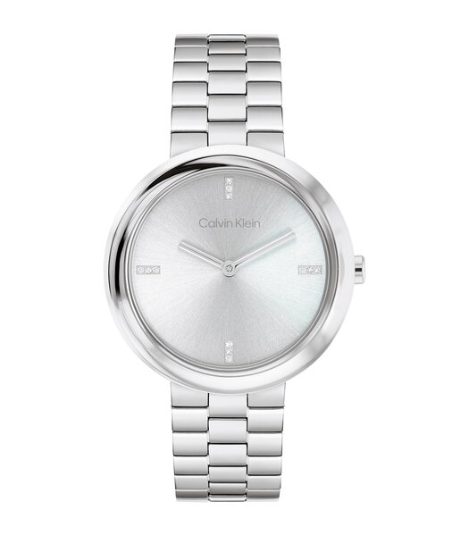 Montre CALVIN KLEIN WATCHES TWISTED BEZEL Femme 25100093 Analogue Cadran MINERAL Argenté Bracelet Acier inoxydable Acier Etanchéité 3BAR