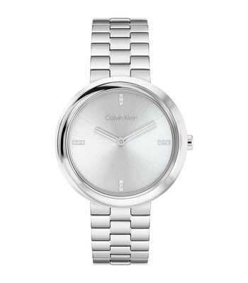 Montre CALVIN KLEIN WATCHES TWISTED BEZEL Femme 25100093 Analogue Cadran MINERAL Argenté Bracelet Acier inoxydable Acier Etanchéité 3BAR