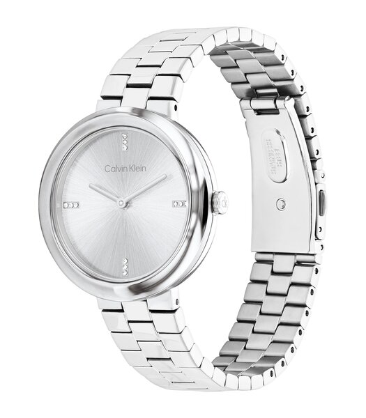 Montre CALVIN KLEIN WATCHES TWISTED BEZEL Femme 25100093 Analogue Cadran MINERAL Argenté Bracelet Acier inoxydable Acier Etanchéité 3BAR