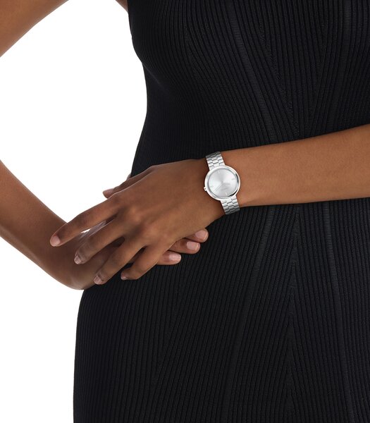 Montre CALVIN KLEIN WATCHES TWISTED BEZEL Femme 25100093 Analogue Cadran MINERAL Argenté Bracelet Acier inoxydable Acier Etanchéité 3BAR