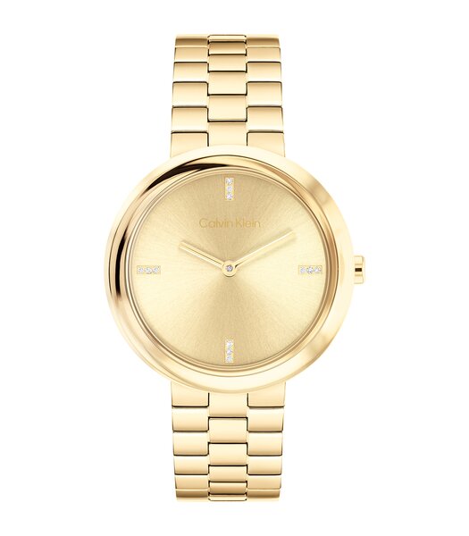 Montre CALVIN KLEIN WATCHES TWISTED BEZEL Femme 25100094 Analogue Cadran MINERAL Or jaune Bracelet Acier Or jaune Etanchéité 3BAR