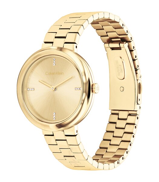Montre CALVIN KLEIN WATCHES TWISTED BEZEL Femme 25100094 Analogue Cadran MINERAL Or jaune Bracelet Acier Or jaune Etanchéité 3BAR