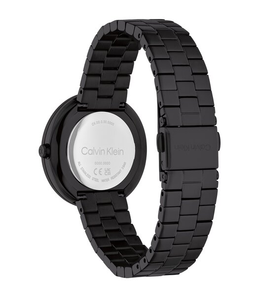 Montre CALVIN KLEIN WATCHES TWISTED BEZEL Femme 25100096 Analogue Cadran MINERAL Noir Bracelet Acier Noir Etanchéité 3BAR
