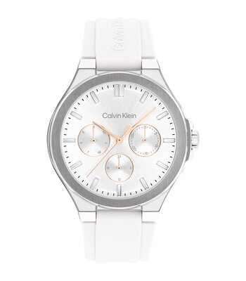 Montre CALVIN KLEIN WATCHES VIBRANCY Femme 25100106 Analogue Cadran MINERAL Blanc Bracelet Silicone Blanc Etanchéité 3BAR