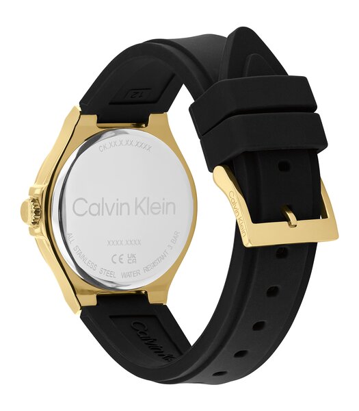 Montre CALVIN KLEIN WATCHES VIBRANCY Femme 25100107 Analogue Cadran MINERAL Noir Bracelet Silicone Noir Etanchéité 3BAR