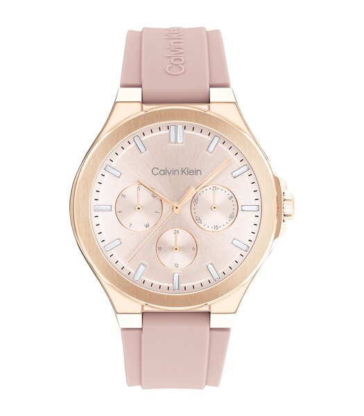 Montre CALVIN KLEIN WATCHES VIBRANCY Femme 25100108 Analogue Cadran MINERAL Rose Bracelet Silicone Rose Etanchéité 3BAR
