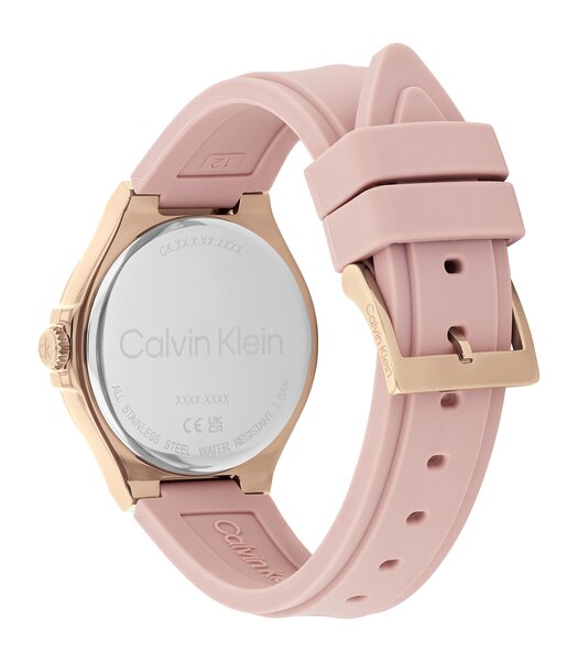 Montre CALVIN KLEIN WATCHES VIBRANCY Femme 25100108 Analogue Cadran MINERAL Rose Bracelet Silicone Rose Etanchéité 3BAR