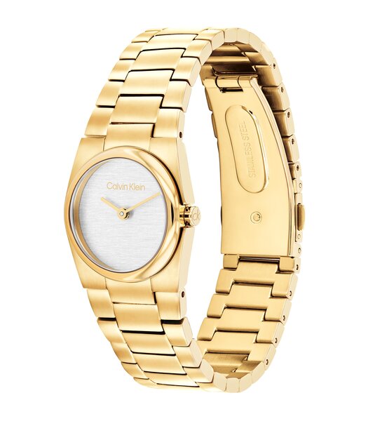 Montre CALVIN KLEIN WATCHES CK UNITE Femme 25100122 Analogue Cadran MINERAL Blanc Bracelet Acier Or jaune Etanchéité 3BAR