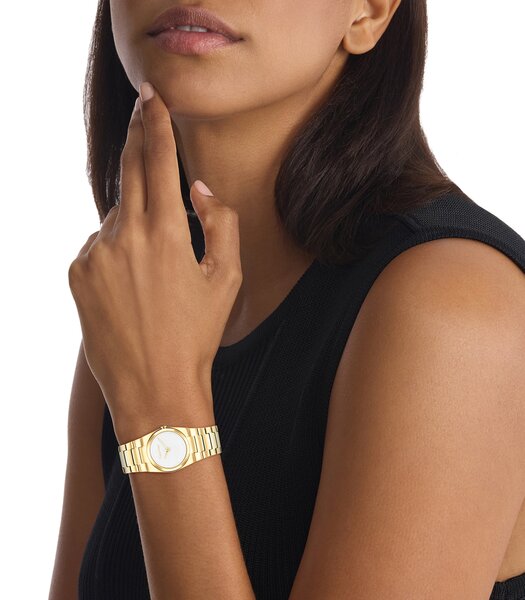 Montre CALVIN KLEIN WATCHES CK UNITE Femme 25100122 Analogue Cadran MINERAL Blanc Bracelet Acier Or jaune Etanchéité 3BAR