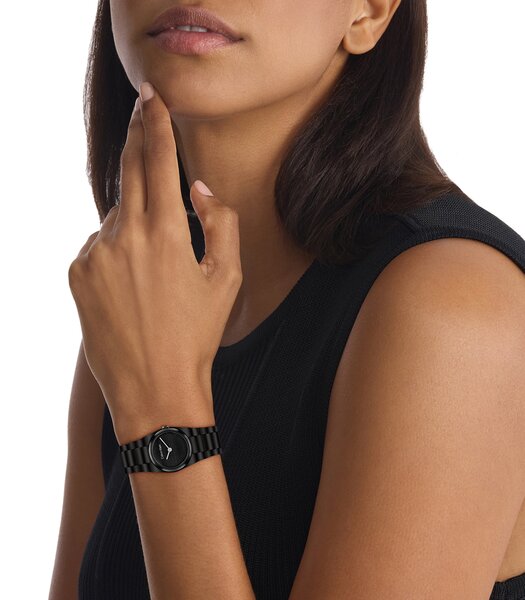 Montre CALVIN KLEIN WATCHES CK UNITE Femme 25100125 Analogue Cadran MINERAL Noir Bracelet Acier Noir Etanchéité 3BAR