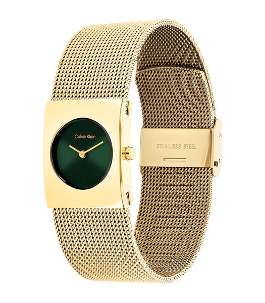 Montre CALVIN KLEIN WATCHES CK PULSE Femme 25100136 Analogue Cadran MINERAL Vert Bracelet Acier Or jaune Etanchéité 3BAR