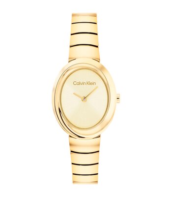 Montre CALVIN KLEIN WATCHES TWISTED BEZEL Femme 25100147 Analogue Cadran MINERAL Or jaune Bracelet Acier Or jaune Etanchéité 3BAR