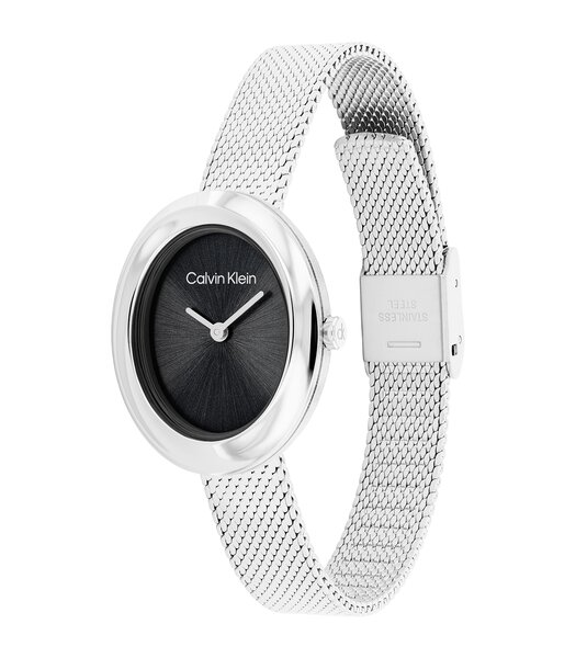 Montre CALVIN KLEIN WATCHES TWISTED BEZEL Femme 25100151 Analogue Cadran MINERAL Noir Bracelet Acier inoxydable Acier Etanchéité 3BAR