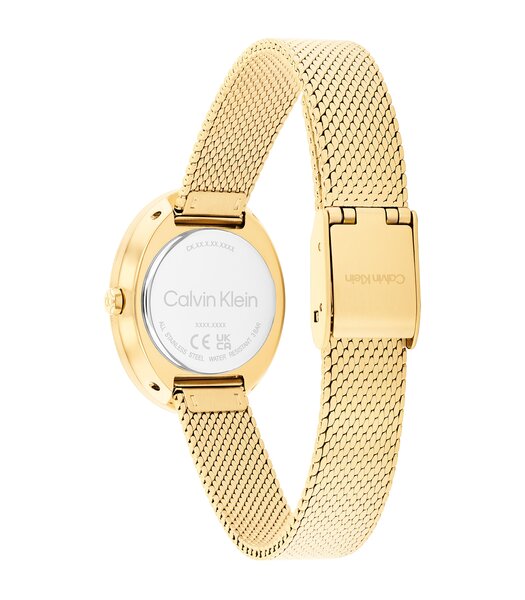 Montre CALVIN KLEIN WATCHES TWISTED BEZEL Femme 25100152 Analogue Cadran MINERAL Vert Bracelet Acier Or jaune Etanchéité 3BAR