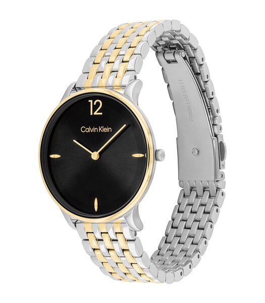 Montre CALVIN KLEIN WATCHES LUXE Femme 25100171 Analogue Cadran MINERAL Noir Bracelet Acier inoxydable Acier / or jaune Etanchéité 3BAR