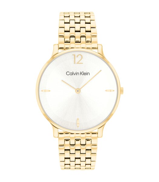 Montre CALVIN KLEIN WATCHES LUXE Femme 25100172 Analogue Cadran MINERAL Blanc Bracelet Acier Or jaune Etanchéité 3BAR
