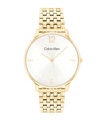 Montre CALVIN KLEIN WATCHES LUXE Femme 25100172 Analogue Cadran MINERAL Blanc Bracelet Acier Or jaune Etanchéité 3BAR