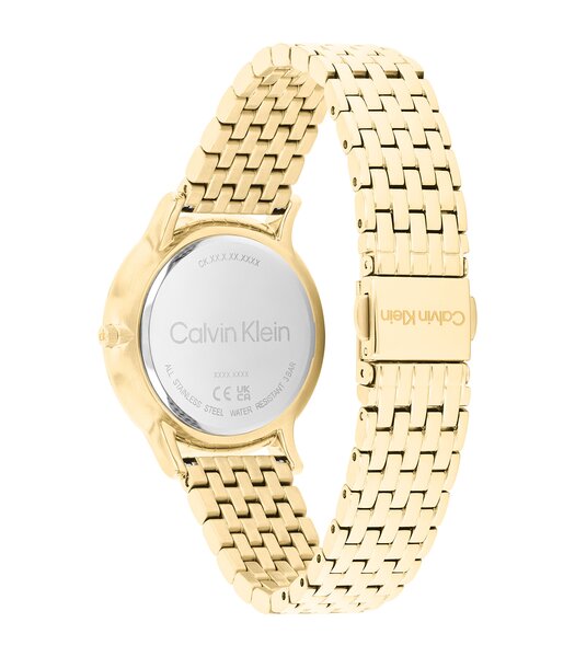 Montre CALVIN KLEIN WATCHES LUXE Femme 25100172 Analogue Cadran MINERAL Blanc Bracelet Acier Or jaune Etanchéité 3BAR