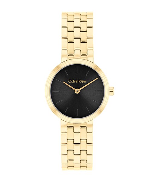 Montre CALVIN KLEIN WATCHES FORME Femme 25100187 Analogue Cadran MINERAL Noir Bracelet Acier Or jaune Etanchéité 3BAR