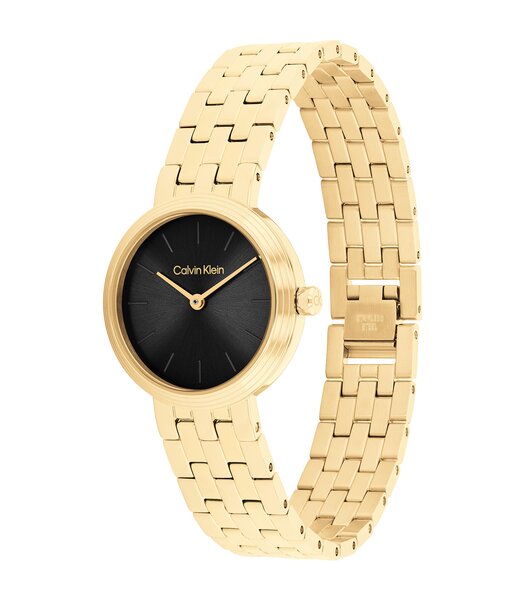 Montre CALVIN KLEIN WATCHES FORME Femme 25100187 Analogue Cadran MINERAL Noir Bracelet Acier Or jaune Etanchéité 3BAR