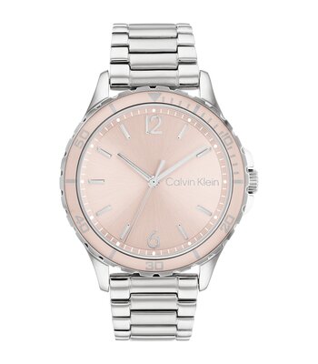 Montre CALVIN KLEIN WATCHES LIVELY Femme 25200096 Analogue Cadran MINERAL Rose Bracelet Acier inoxydable Acier Boucle déployante Etanchéité 3BAR