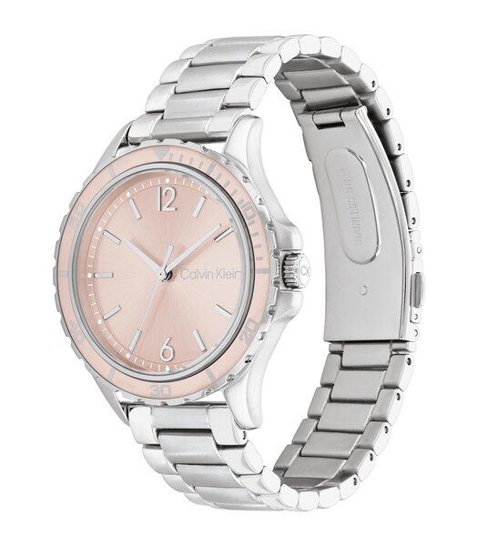 Montre CALVIN KLEIN WATCHES LIVELY Femme 25200096 Analogue Cadran MINERAL Rose Bracelet Acier inoxydable Acier Boucle déployante Etanchéité 3BAR