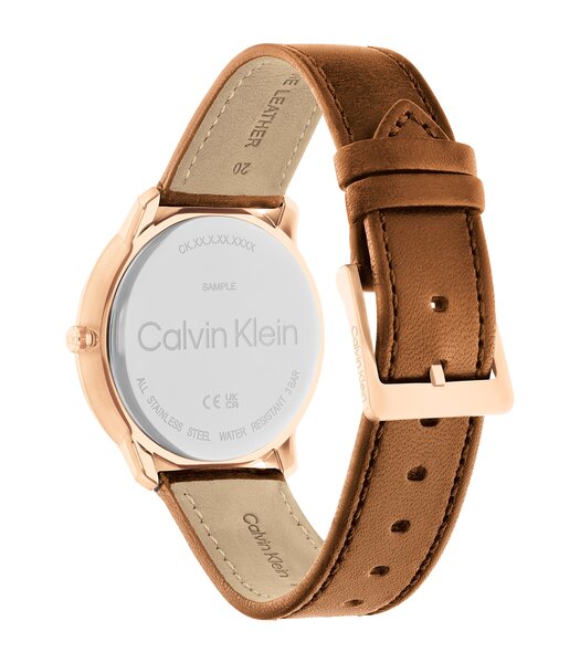 Montre CALVIN KLEIN WATCHES EXPRESSION Homme 25200154 Analogue Cadran MINERAL Bleu Bracelet Cuir Brun Boucle ardillon Etanchéité 3BAR