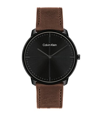 Montre CALVIN KLEIN WATCHES EXPRESSION Homme 25200155 Analogue Cadran MINERAL Noir Bracelet Cuir Brun Boucle ardillon Etanchéité 3BAR