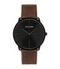 Montre CALVIN KLEIN WATCHES EXPRESSION Homme 25200155 Analogue Cadran MINERAL Noir Bracelet Cuir Brun Boucle ardillon Etanchéité 3BAR
