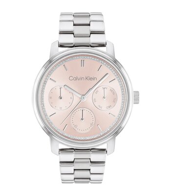 Montre CALVIN KLEIN WATCHES TIMELESS Femme 25200176 Analogique Cadran Minéral Rose Bracelet Acier inoxydable Argenté Boucle déployante Etanchéité 3 AT