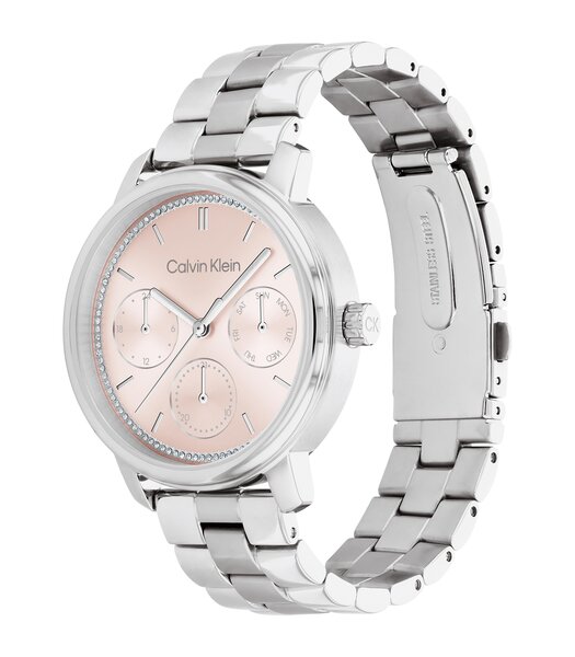 Montre CALVIN KLEIN WATCHES TIMELESS Femme 25200176 Analogique Cadran Minéral Rose Bracelet Acier inoxydable Argenté Boucle déployante Etanchéité 3 AT