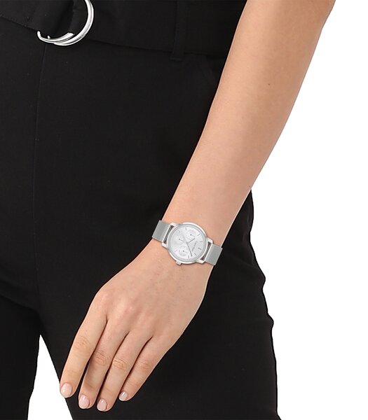 Montre CALVIN KLEIN WATCHES SHIMMER Femme 25200180 Analogue Cadran MINERAL Gris Bracelet Acier inoxydable Acier Boucle déployante Etanchéité 3BAR
