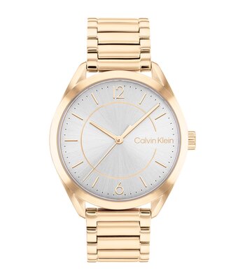 Montre CALVIN KLEIN WATCHES ENTICE Femme 25200191 Analogue Cadran MINERAL Gris Bracelet Acier Or jaune Boucle déployante Etanchéité 3BAR