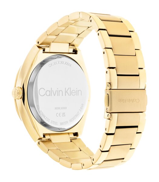 Montre CALVIN KLEIN WATCHES ARCHITECTURAL Homme 25200199 Analogique Cadran Minéral Jaune Bracelet Acier inoxydable Doré Boucle déployante Etanchéité 3