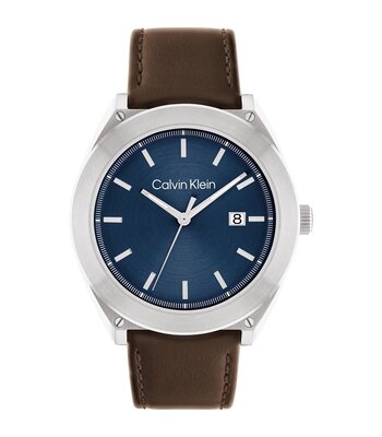 Montre CALVIN KLEIN WATCHES ARCHITECTURAL Homme 25200200 Analogique Cadran Minéral Bleu Bracelet Acier inoxydable Brun Boucle déployante Etanchéité 3