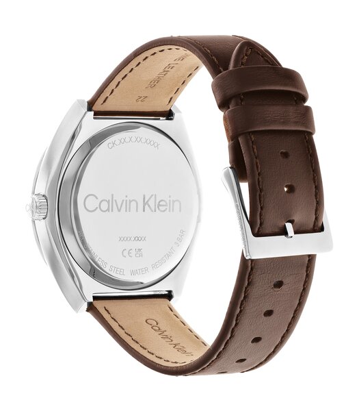 Horloge CALVIN KLEIN WATCHES ARCHITECTURAL Heren 25200200 Analoog Behuizing Mineraal Blauw Bracelette Roestvrij staal Bruin Boucle déployante Etanchéi